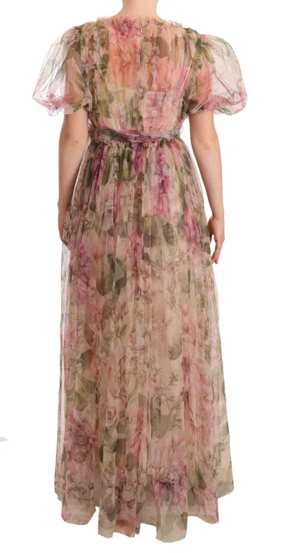 Dolce & Gabbana Multicolor Floral Print Long Maxi Gown Dress In Multicolor