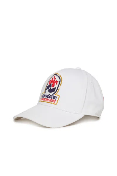 Dsquared2 Kids Invicta  Patch Faded Baseball Cap In White