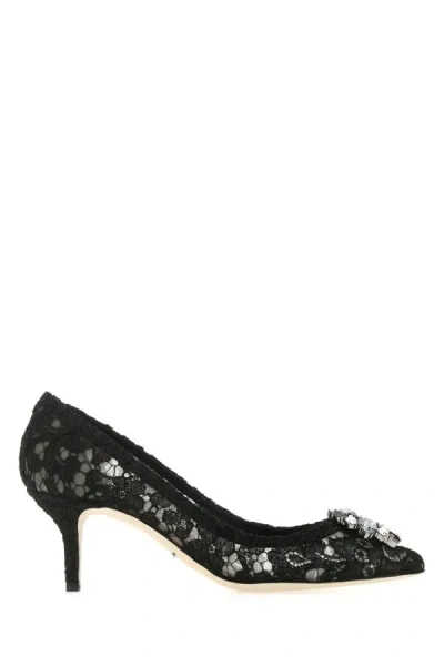Dolce & Gabbana Scarpe Con Tacco In Pizzo Blu Notte Donna