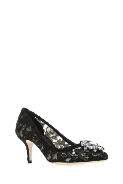 Dolce & Gabbana Scarpe Con Tacco In Pizzo Blu Notte Donna