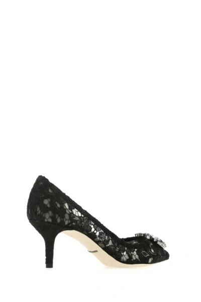 Dolce & Gabbana Scarpe Con Tacco In Pizzo Blu Notte Donna
