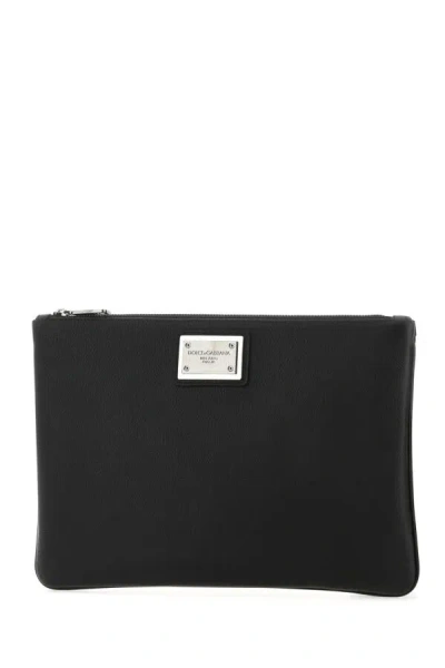 Dolce & Gabbana Logo Detail Flat Leather Pouch