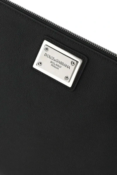 Dolce & Gabbana Logo Detail Flat Leather Pouch