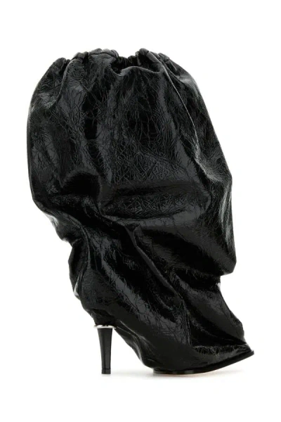 Alexander Mcqueen Elegant Black Leather Ankle Boots With 10.5 Cm Heel