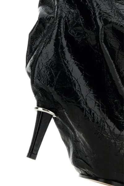 Alexander Mcqueen Elegant Black Leather Ankle Boots With 10.5 Cm Heel