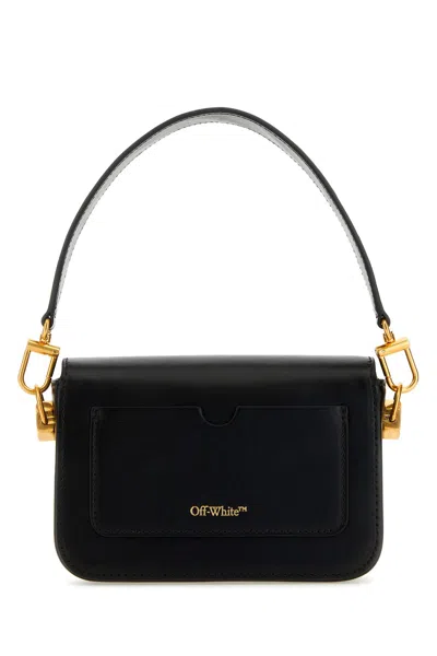 Off-white Black Leather Small Plain Binder Handbag