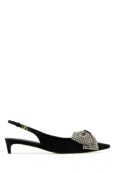Dolce & Gabbana Satin Sling-back With Rhinestone Embroidery