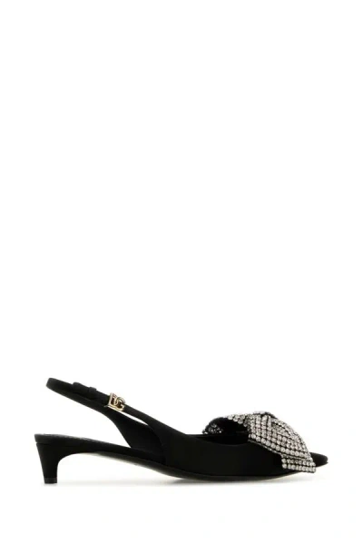 Dolce & Gabbana Satin Sling-back With Rhinestone Embroidery
