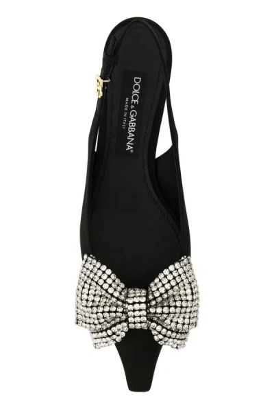 Dolce & Gabbana Satin Sling-back With Rhinestone Embroidery