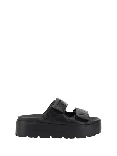 Prada Chunky Platform Sandals With Knot Detail In Black In Black