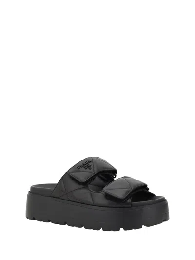 Prada Chunky Platform Sandals With Knot Detail In Black In Black