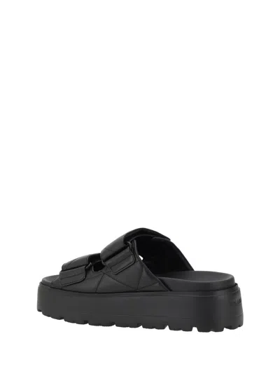 Prada Chunky Platform Sandals With Knot Detail In Black In Black