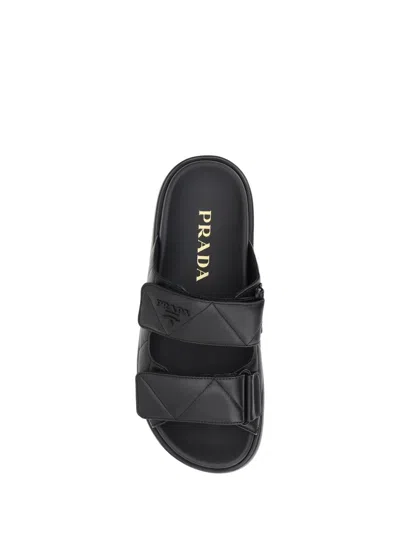 Prada Chunky Platform Sandals With Knot Detail In Black In Black