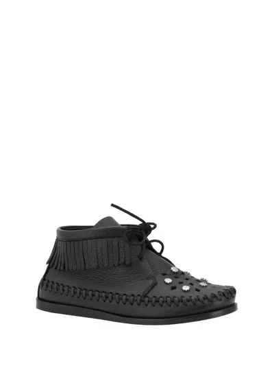 Isabel Marant Felsa Fringed Tasseled Leather-trimmed Suede Ankle Boots In Black