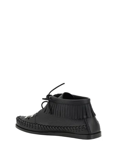 Isabel Marant Felsa Fringed Tasseled Leather-trimmed Suede Ankle Boots In Black