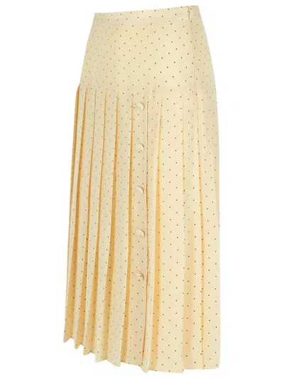 Alessandra Rich Skirt With Flattering Pleated Design In Cream
