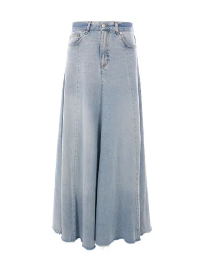 Haikure Serenity Distressed Paneled Denim Maxi Skirt