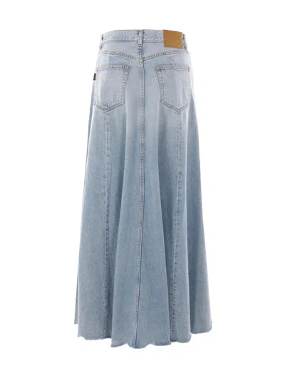 Haikure Serenity Distressed Paneled Denim Maxi Skirt