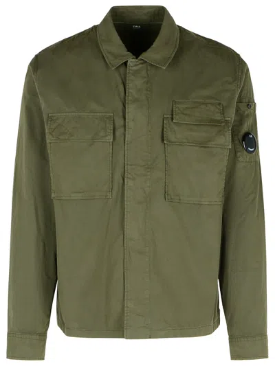 C.p. Company Rip-stop Cotton Jacket With Adjustable Drawstring Hem In Green