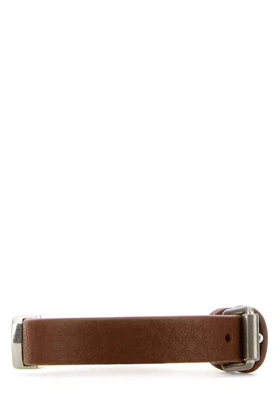 Valentino Vlogo Leather Bracelet In Deepcaramel