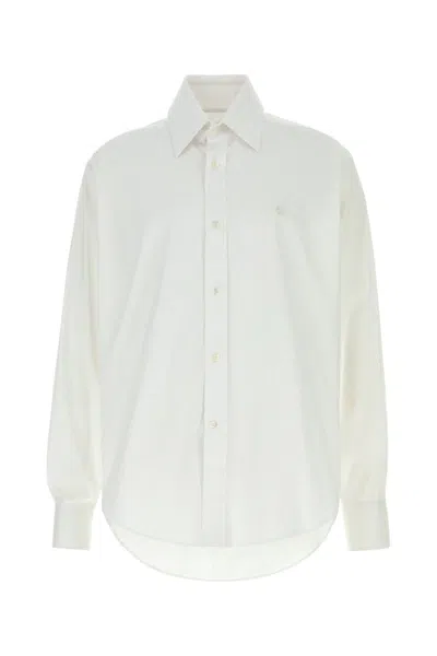 Alexander Mcqueen Poplin Shirt With Button Cuffs And Collar In Opticalwhite