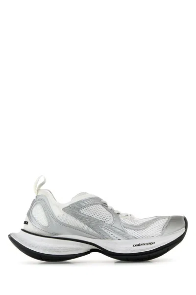 Balenciaga Two-tone Mesh And Fabric Circuit Sneakers In Whitesilver