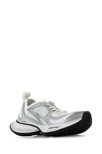 Balenciaga Two-tone Mesh And Fabric Circuit Sneakers In Whitesilver