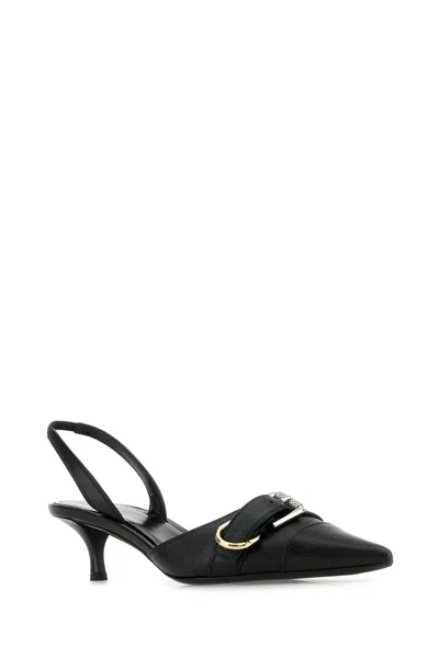 Givenchy Voyou Buckled Textured-leather Slingback Pumps In Black