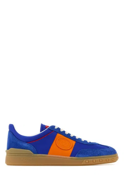 Valentino Multicolor Split Leather And Leather Upvillage Sneakers In Acidbluenewzafpumpkinpumcoralram