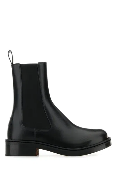 Alexander Mcqueen Ankle Boots Leather Round Toe In Black