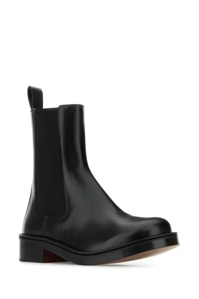 Alexander Mcqueen Ankle Boots Leather Round Toe In Black