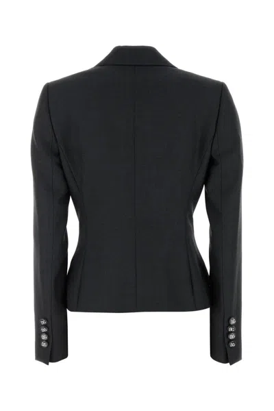 Dolce & Gabbana Double-breasted Dolce Jacket With Dg-branded Buttons In Melangegrigi