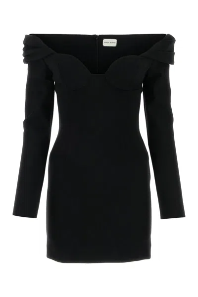 Magda Butrym Off-shoulder Virgin-wool Minidress In Black