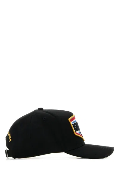 Dsquared2 Cotton Gabardine Baseball Cap With In Black