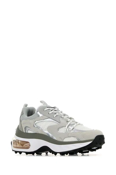 Dsquared2 Sneakers In Leather And Technical Fabric In Whitegrey