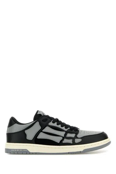Amiri 'skel Top Low' Black Sneakers With Skeleton Patch In Asphalt