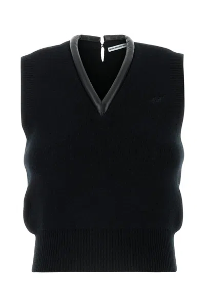 Alexander Wang V-neck Knit Cropped Vest In Black