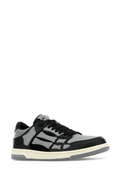 Amiri 'skel Top Low' Black Sneakers With Skeleton Patch In Asphalt