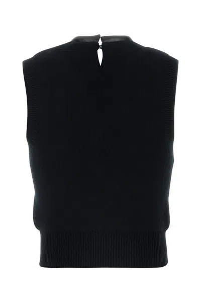 Alexander Wang V-neck Knit Cropped Vest In Black
