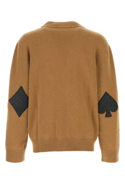 Bottega Veneta V-neckline Stretch Cashmere Blend Cardigan In Brown