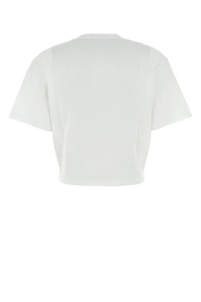 Versace Cotton Logo T-shirt With Ruched Knot Detail In Opticalwhite
