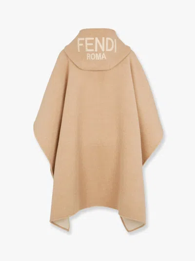 Fendi Beige Wool And Cashmere Poncho In Cream