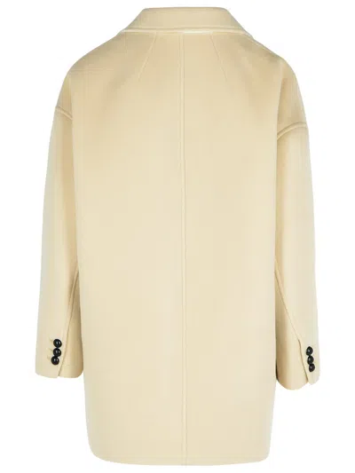 Isabel Marant 'campbelle' Beige Virgin Wool Blend Coat Women In Cream