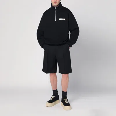 Jacquemus Mens High-neck Brand-patch Relaxed-fit Cotton-jersey Sweatshirt Black In Black