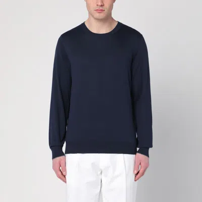 Brunello Cucinelli Blue Cotton Crewneck Sweater In Blue