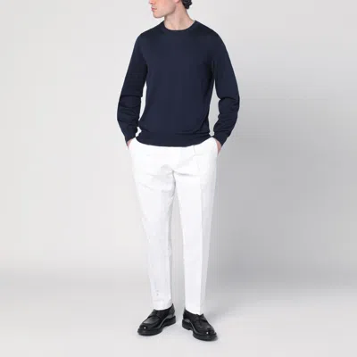Brunello Cucinelli Blue Cotton Crewneck Sweater In Blue