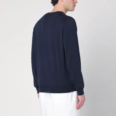 Brunello Cucinelli Blue Cotton Crewneck Sweater In Blue