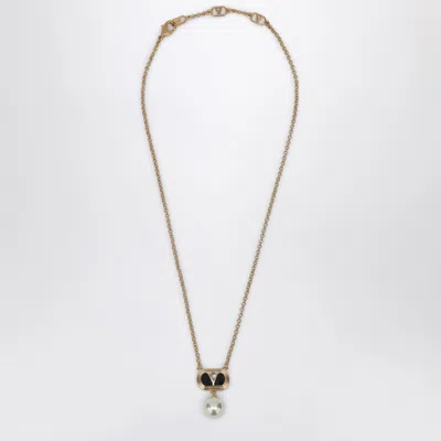 Valentino Garavani Ovalette Necklace With Swarovski Pearl Women In Metal