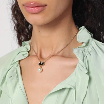 Valentino Garavani Ovalette Necklace With Swarovski Pearl Women In Metal