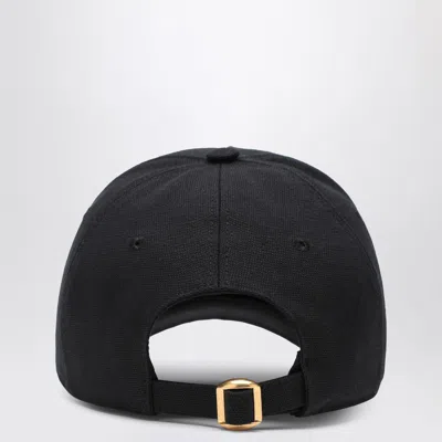 Valentino Garavani Black Baseball Cap With Butter Logo In Adjustable Cotton Women In Black